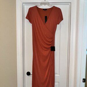 Lulu’s Cutest Moments Ruched Side Split Midi Dress in Dusty Rose Size Large NWT